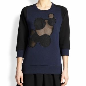 Christopher  Kane Blue Black Leather Sweatshirt ( M )